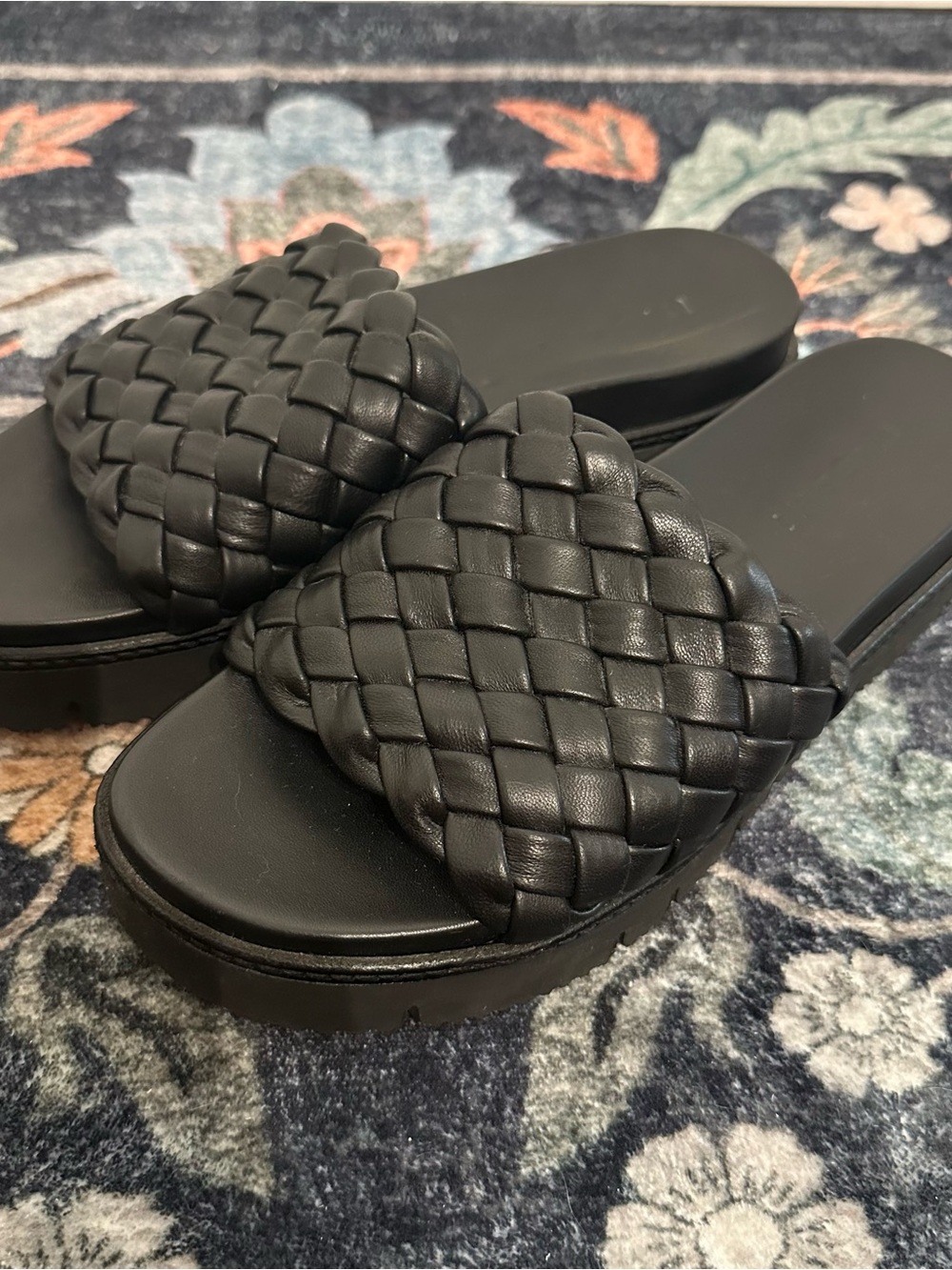 M Gemi The Tessuti Woven Slide Sandals Black 7 Wide